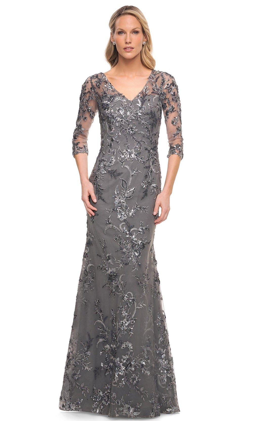 Embroidered Sheer Mother of the Groom Sheath Dress