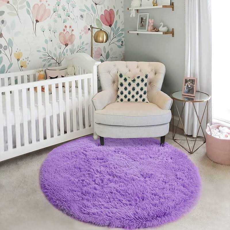 Amdrebio Fluffy Round/Circle Rug 4’X4′ Furry Carpet for Teen’s Room,Shaggy Circular Fuzzy Plush Rug for Bedroom Kids Nursery Room