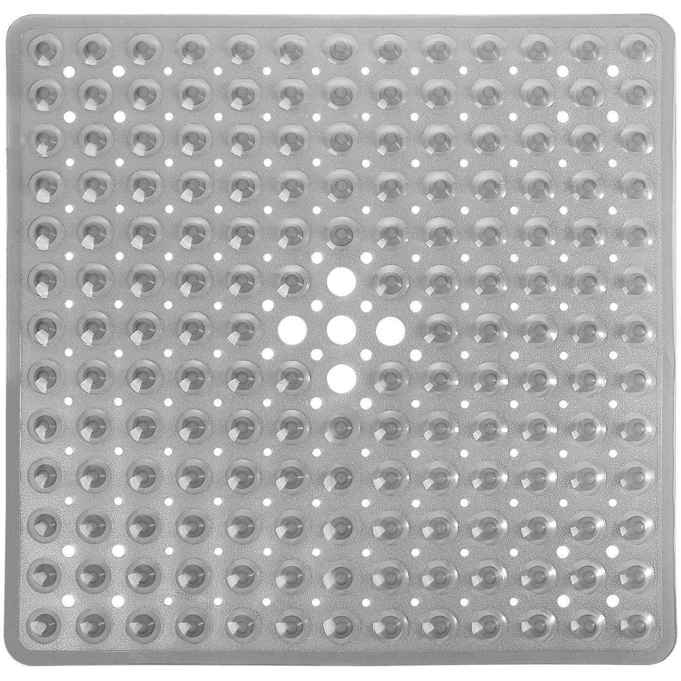 Yimobra Shower Bathtub Mat Non Slip, 21×21 Inch, Soft Square Bath Mat For Tub with Suction Cups and Drain Holes