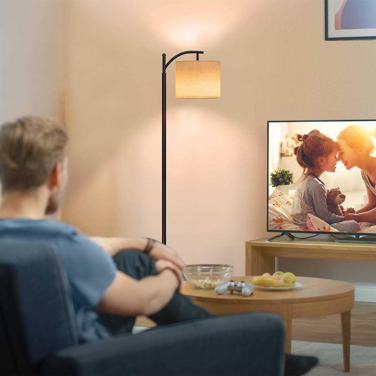 SUNMORY Arc Floor Lamp, Modern Floor Lamp with Romote Control and Stepless Dimmable Bulb