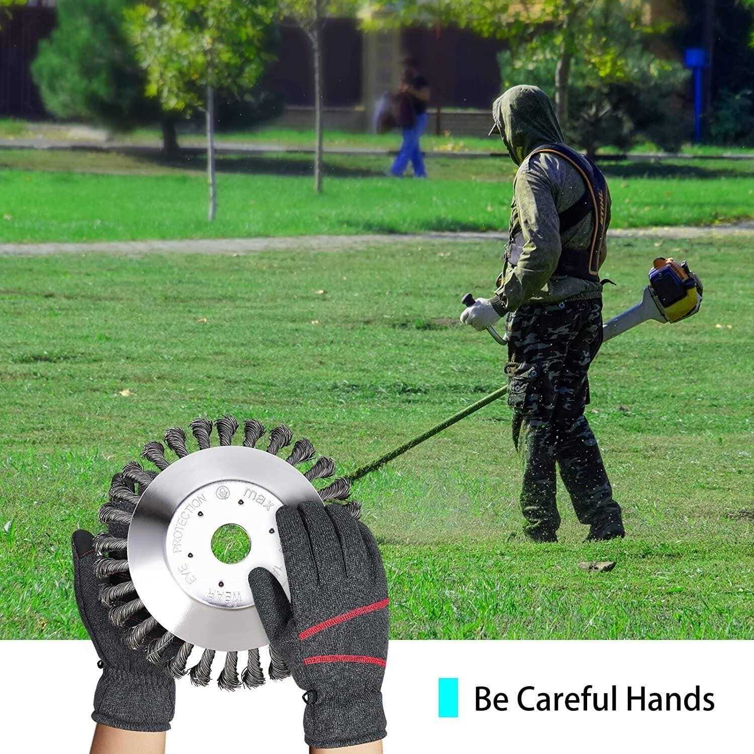 Yuet 8&” Grass Trimmers Strimmer Head Garden Trimmer Wire Brush Solid Steel Wheel Weed Razors Snow Island Plough Rope Mower for Lawn Rotating