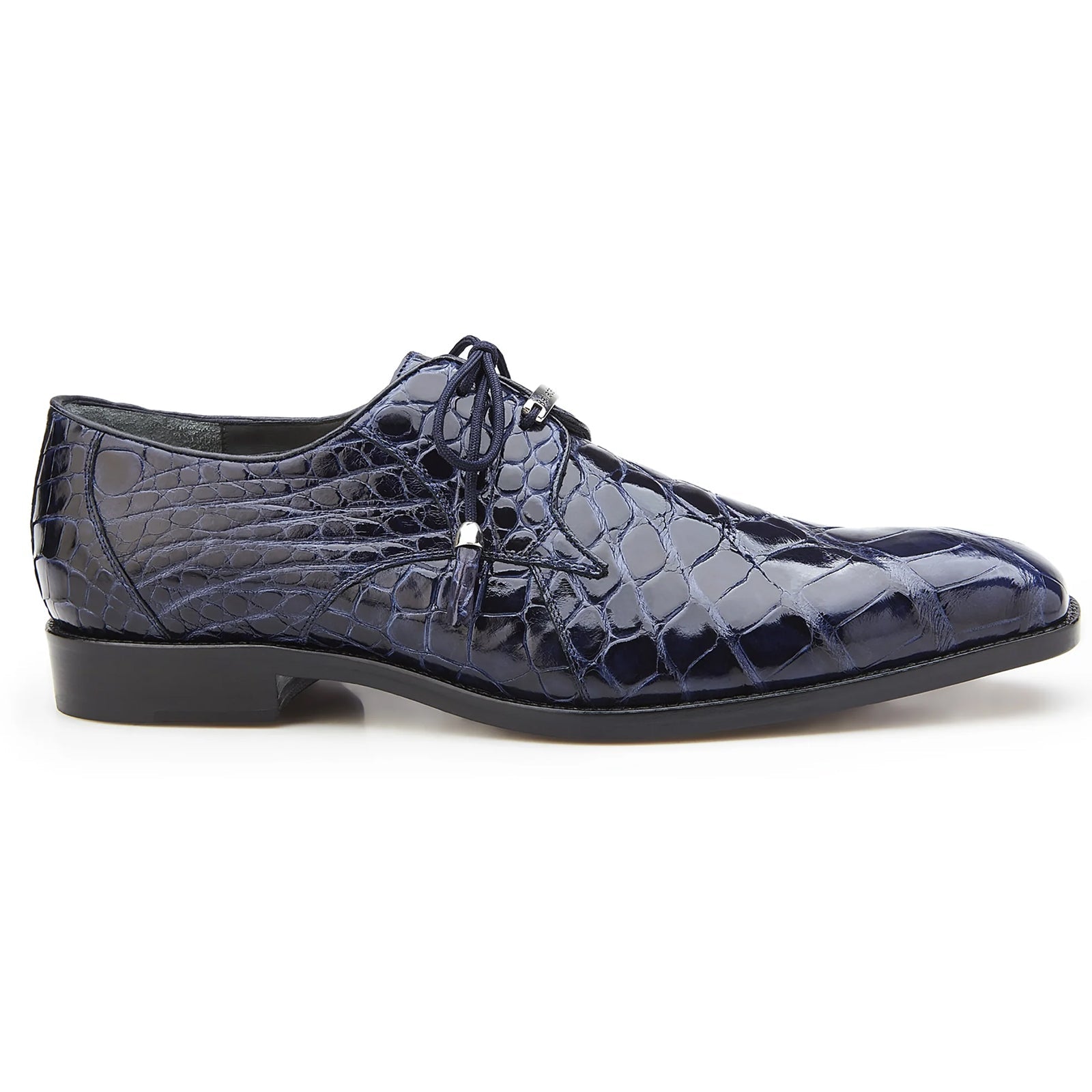 Men’s Belvedere Lago Plain Toe American Alligator Dress Shoe in Navy