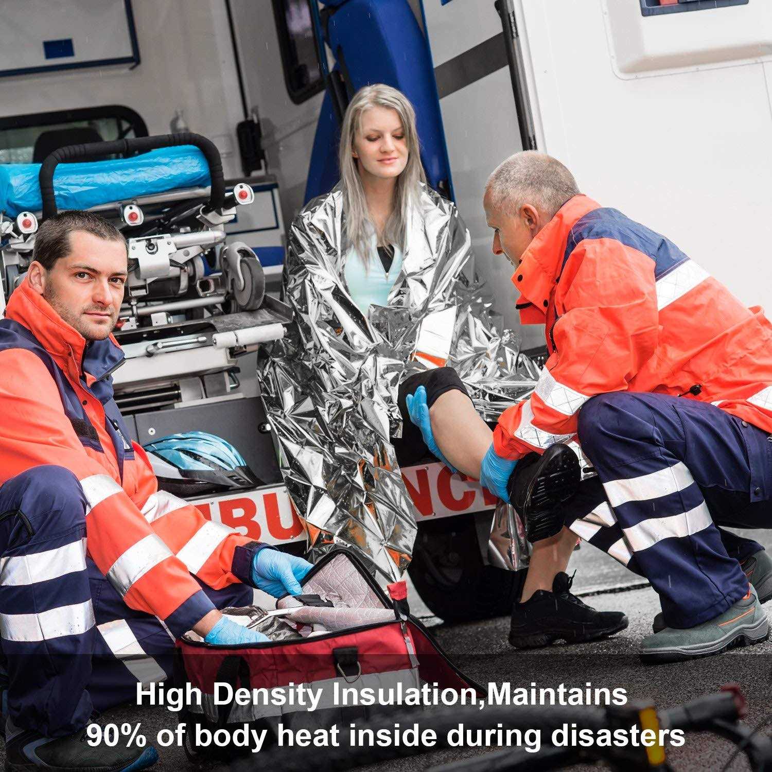 Maitys 4 Pcs Emergency Blankets High Silver Reflective Foil Sheet Heat Foil Protection Rescue Blankets Camping Blanket Hiking Space Blankets and