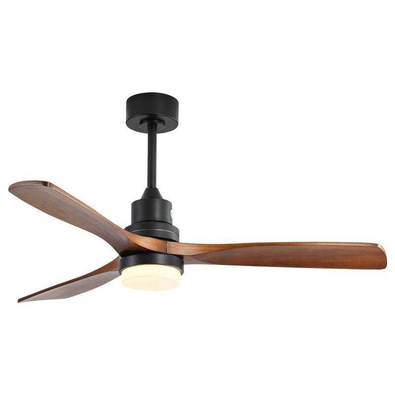 52 and 60 Noiseless Walnut Wood Ceiling Fan with Remote Control,Light Integrated Optional