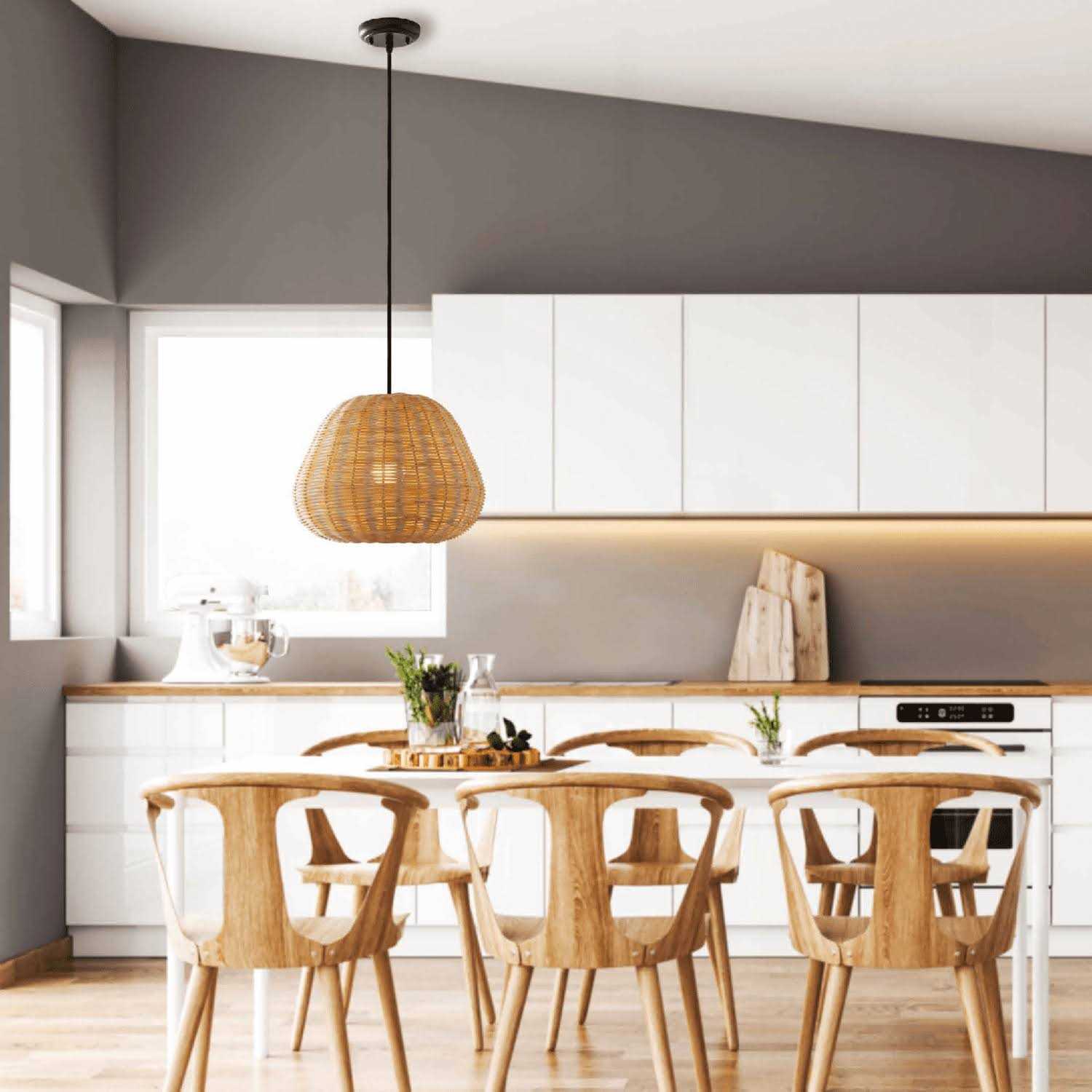 Better Homes & Gardens 50 inch Natural Woven Pendant LED A19 1-Light Bulb 8w