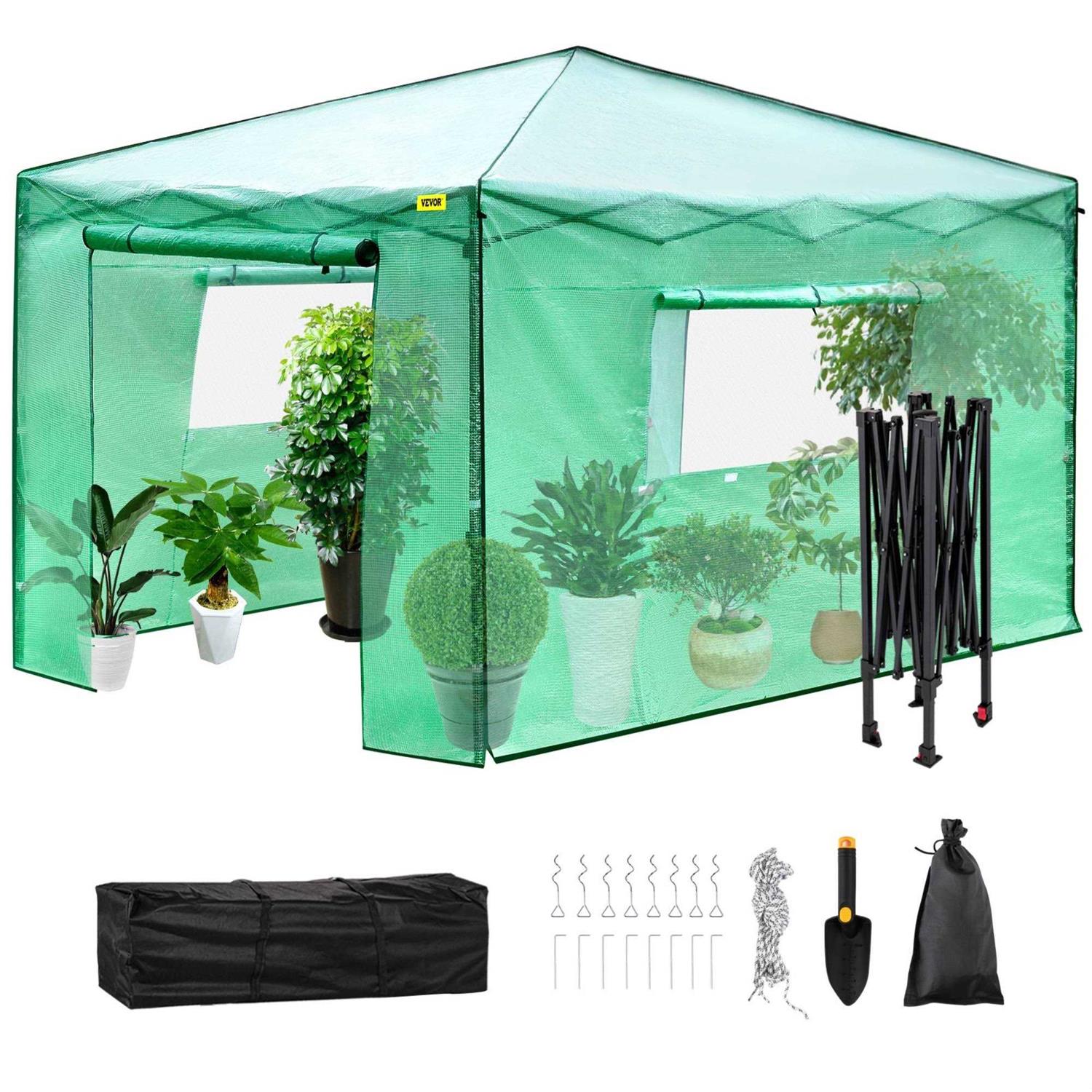 VEVOR Pop-Up Greenhouse Portable Greenhouse with Doors & Windows Set Up in Minutes