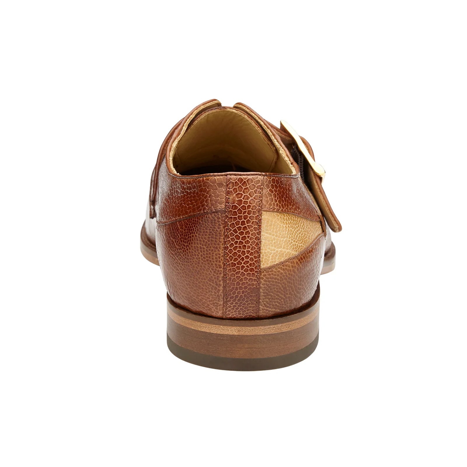 Men’s Belvedere Marte Ostrich Leg Monk Strap Dress Shoe in Camel & Bone