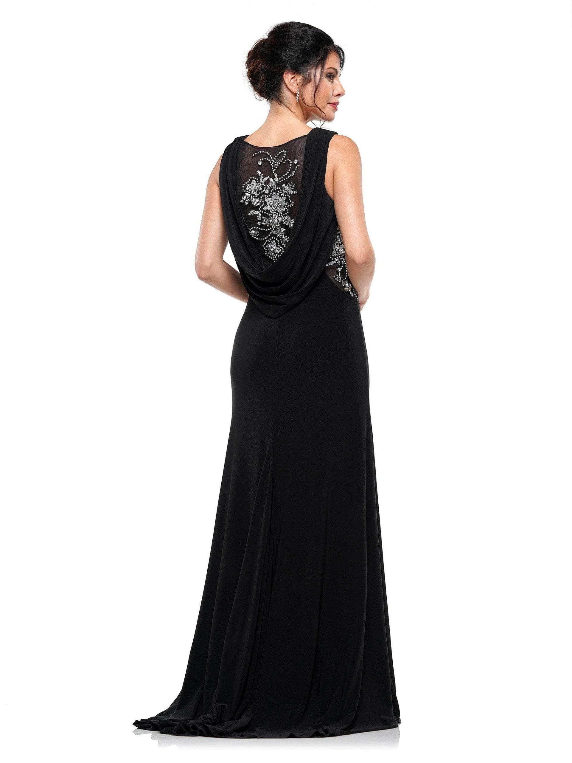 RD2029 Bejeweled Bateau Jersey Sheath Dress