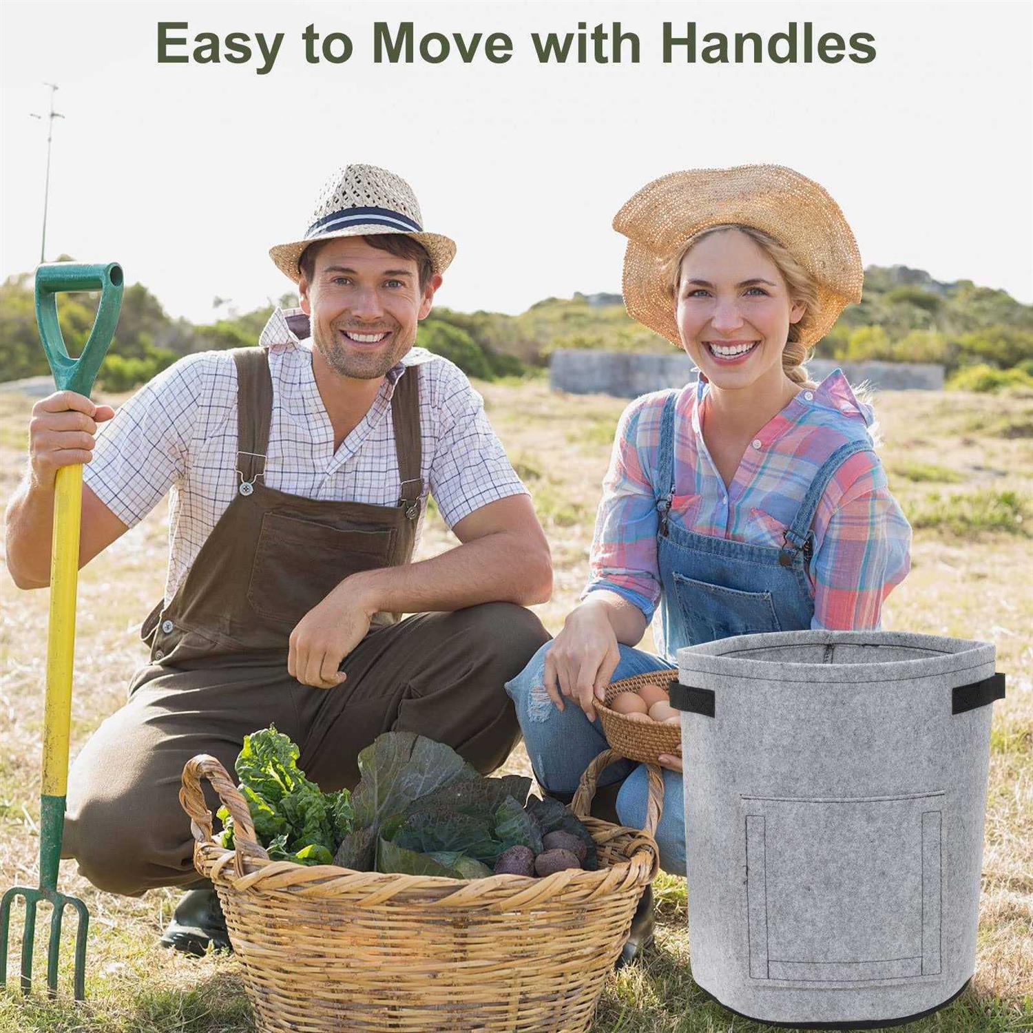 4 Pack 10 Gallon Potato Growing Bags with Flap Potato Grow Bags Garden Plants Growing Bag with Durable Handle Thickened Nonwoven Potato Growing