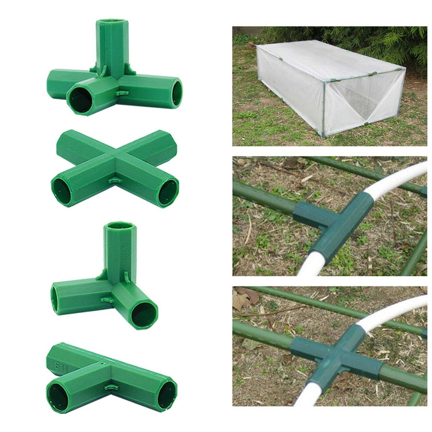 20PCS Fitting 0.43 Inch 11mm 4 Types Stable Support Heavy Duty Greenhouse Frame Building Connector Suitable for Grape Trellis Sunscreen Shed
