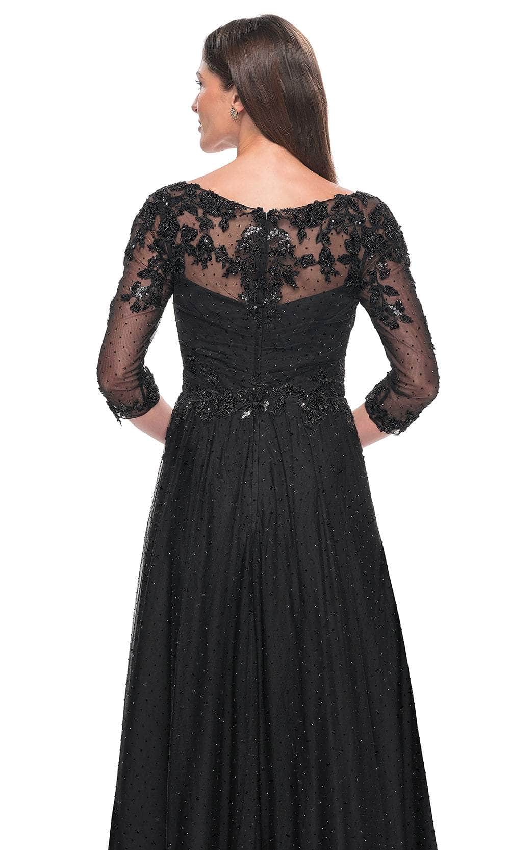 Embroidered V-Neck Evening Dress