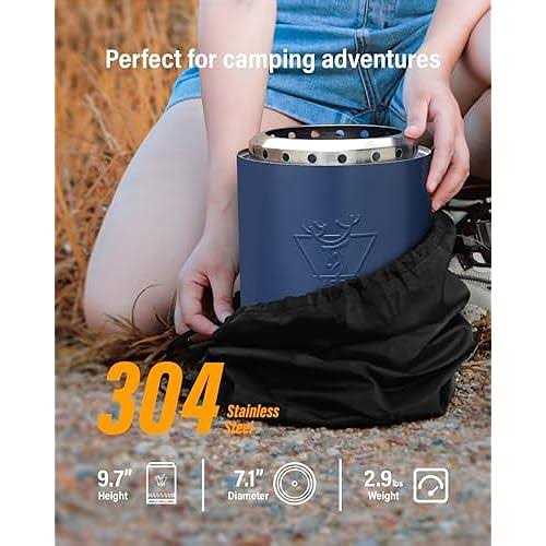 YEFU Tabletop Fire Pit 9.7 x 7.1 Camping Stove for Outdoor & Patio, Fueled by Pellets or Wood
