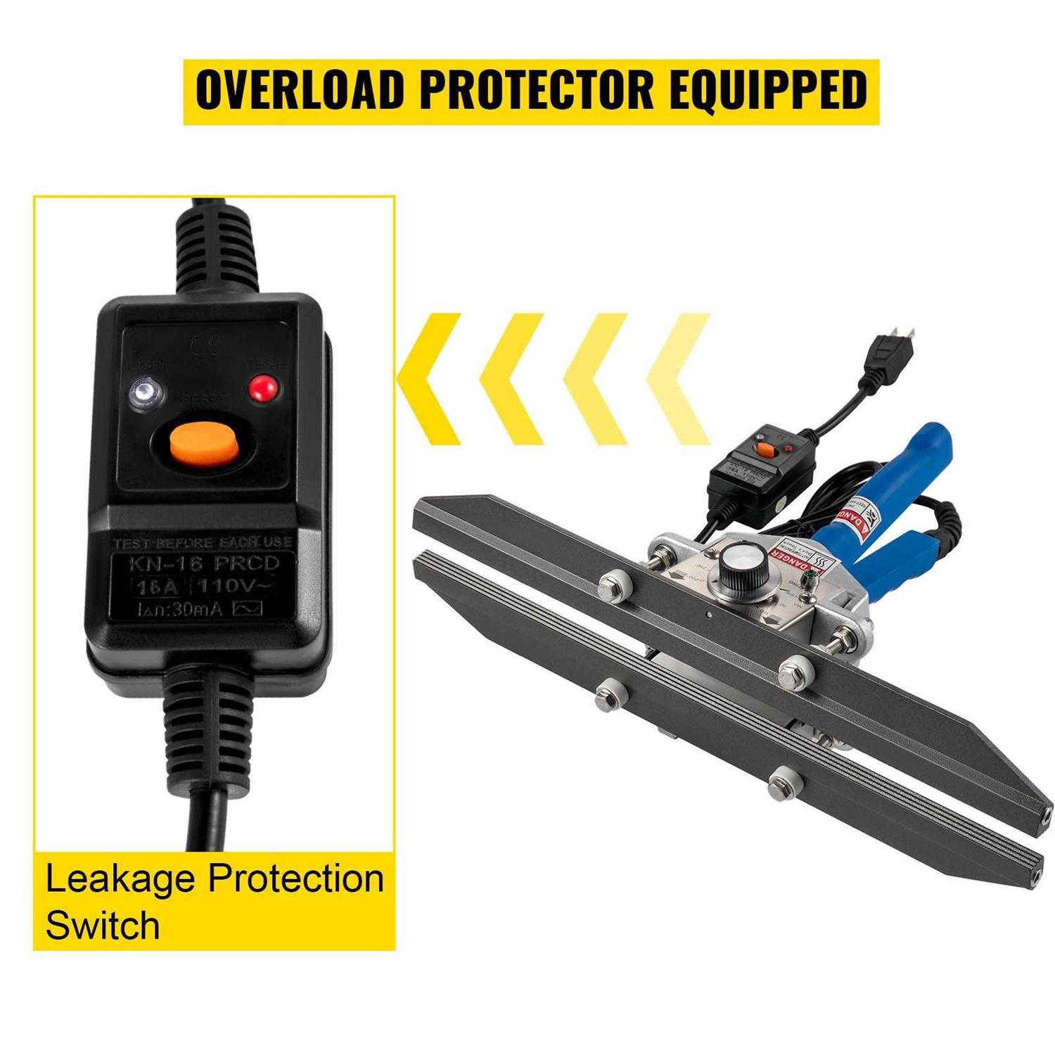 VEVOR Black Hand Held Heat Crimp Sealer 16 in. Portable Food Vacuum Sealer 500-Watt with Temperature Control for Mylar Bag FKJFKR-400QSFKJ01V1