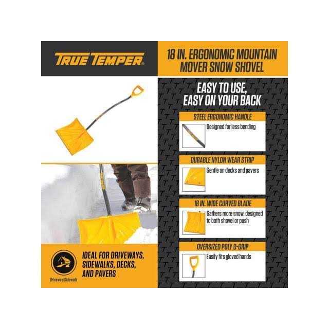 True Temper 1603400 Snow Shovel 18 in W Blade