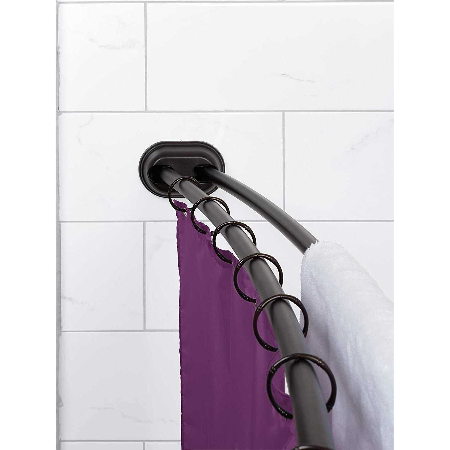 Zenna Home 35644HB NeverRust Aluminum Double Curved Tension Shower Curtain Rod 50 to 72 inch Bronze