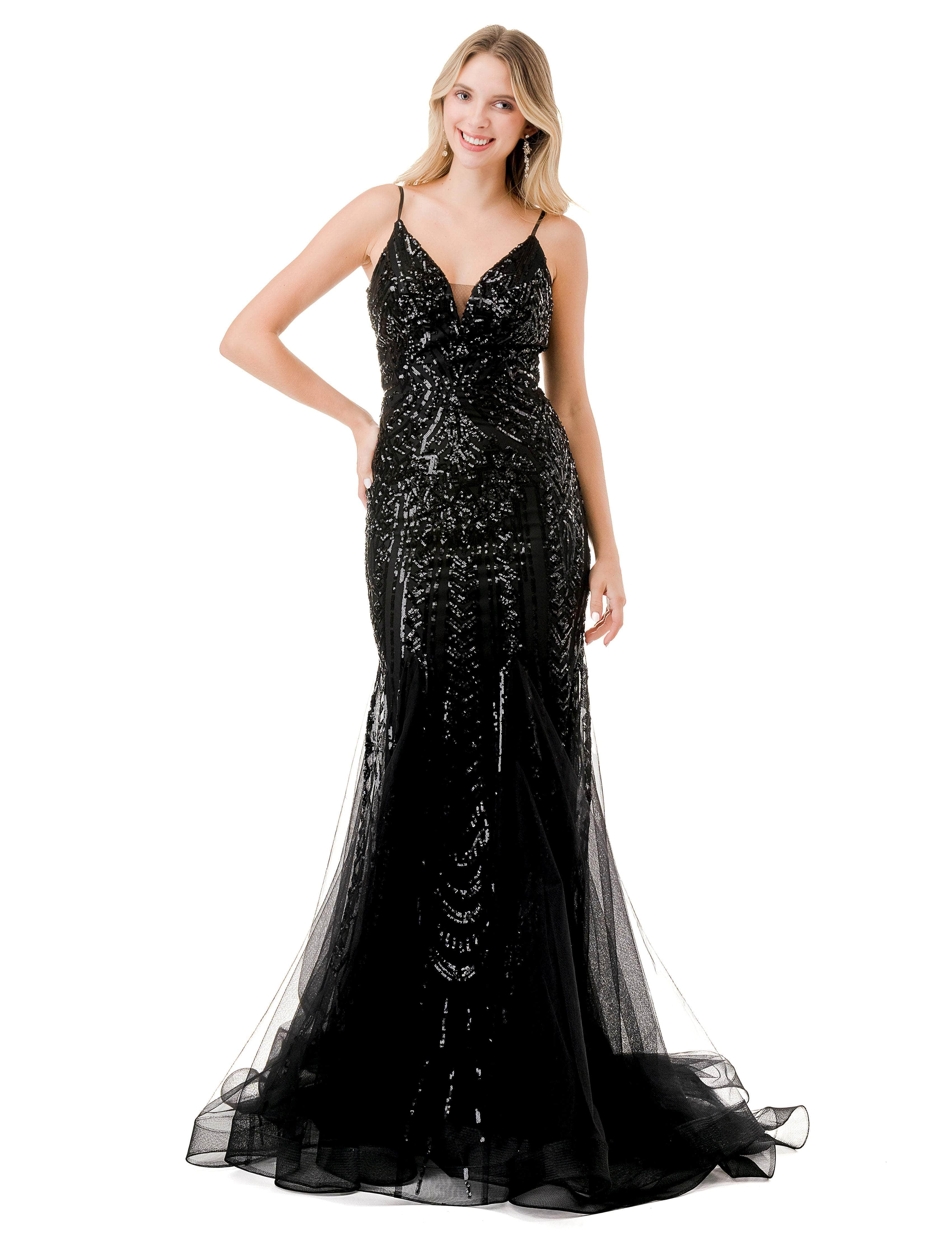 V-Neck Sleeveless Evening Gown