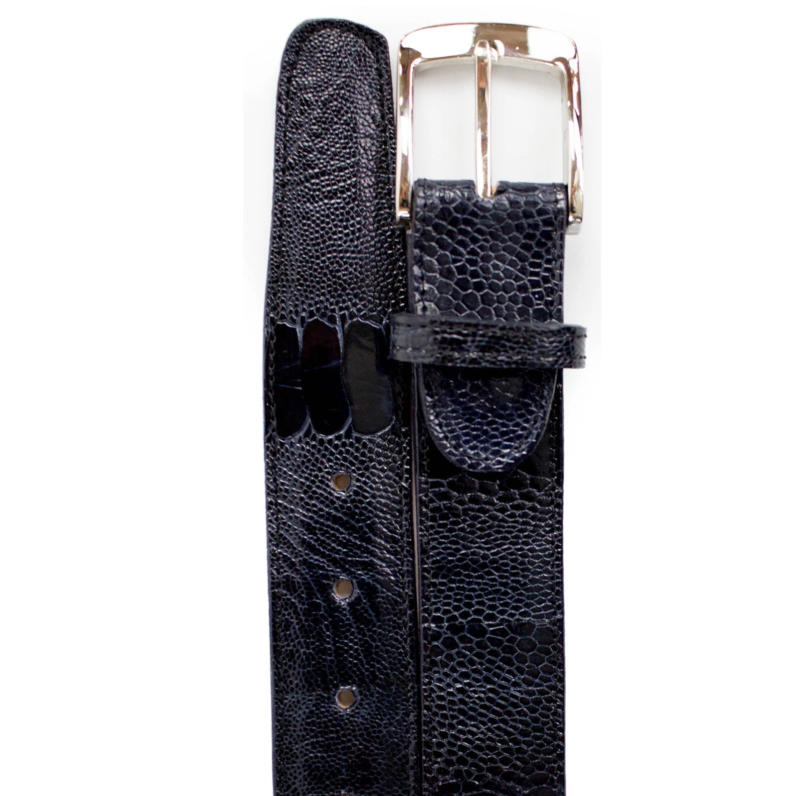 Men’s Belvedere Genuine Ostrich Leg Dress Belt in Navy Blue