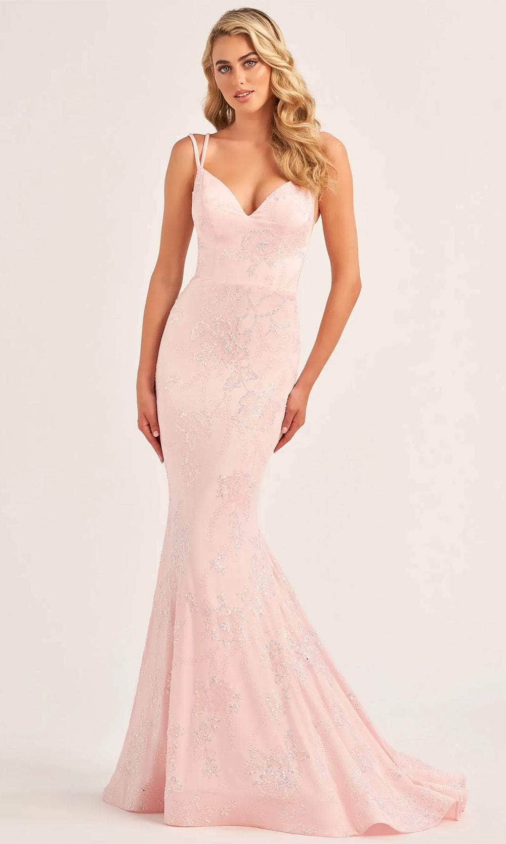 V-Neck Trumpet Evening Dress