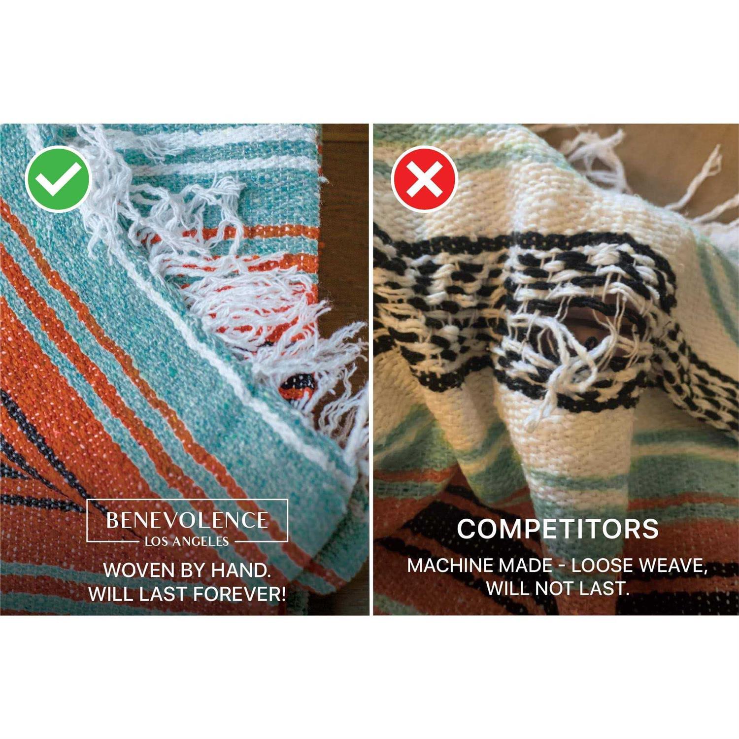 Benevolence LA Authentic Handwoven Mexican Blanket Yoga Blanket
