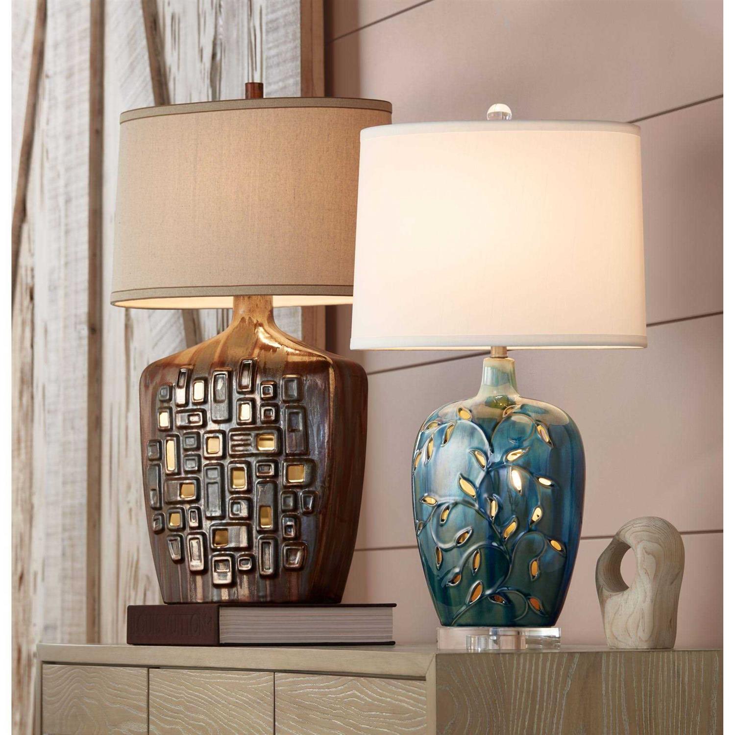 360 Lighting Devan Vines Blue Ceramic Table Lamp