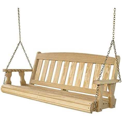 Amish Casual Heavy Duty 800 Lb Roll Back Treated Porch Swing with Hanging Cupholders