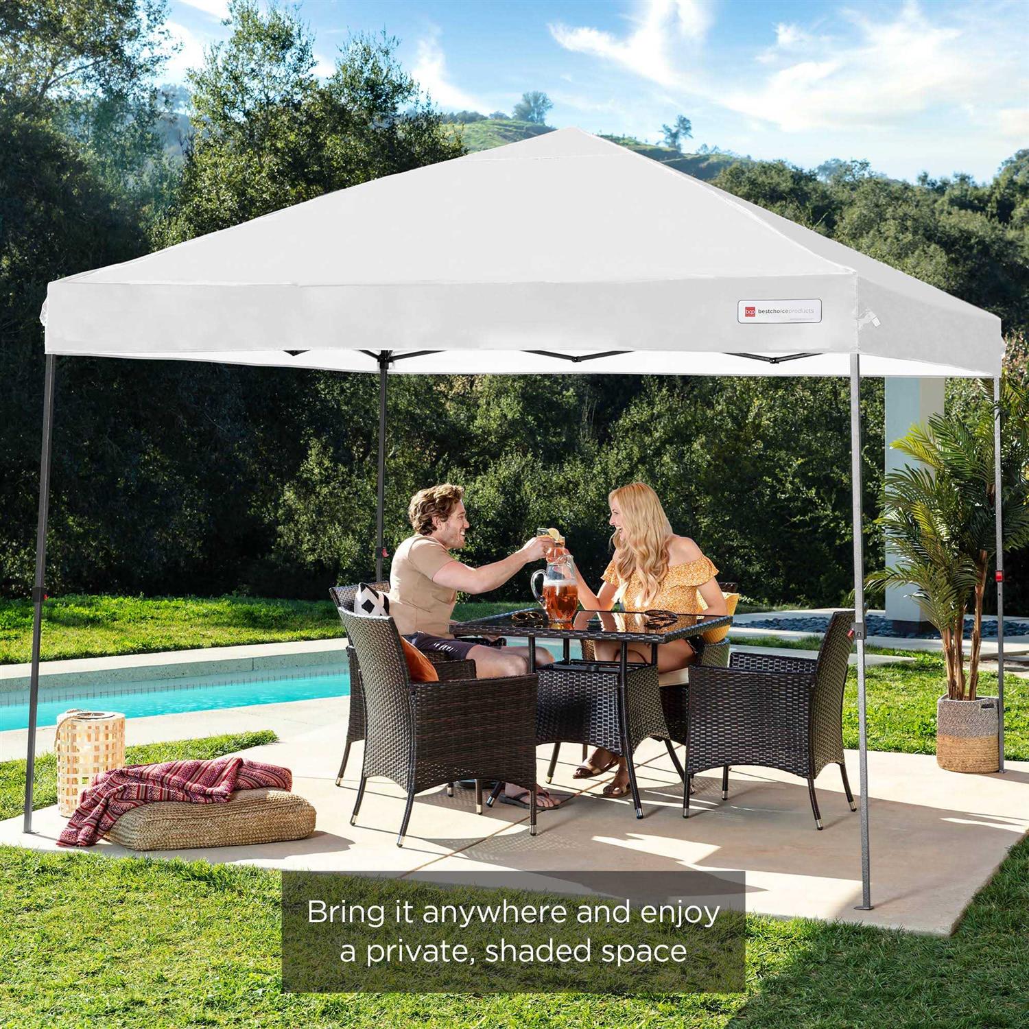 Best Choice Products 10x10ft Easy Setup Pop Up Canopy Instant Portable Tent w/ 1-Button PUSH