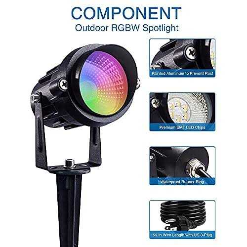 SUNVIE Christmas Spotlights Outdoor 120V LED Spot Lights Outdoor 12W RGB Color Changing Landscape Lights with Remote Control Waterproof Spotlight