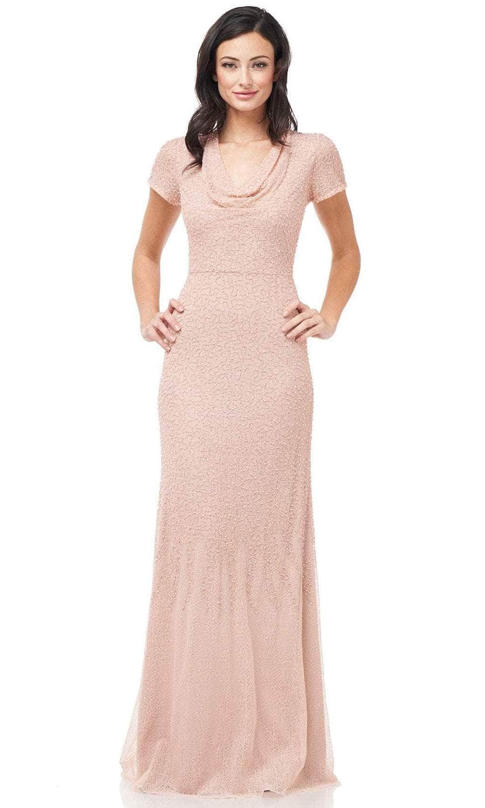 Pearl Beaded Sheath Evening Dress