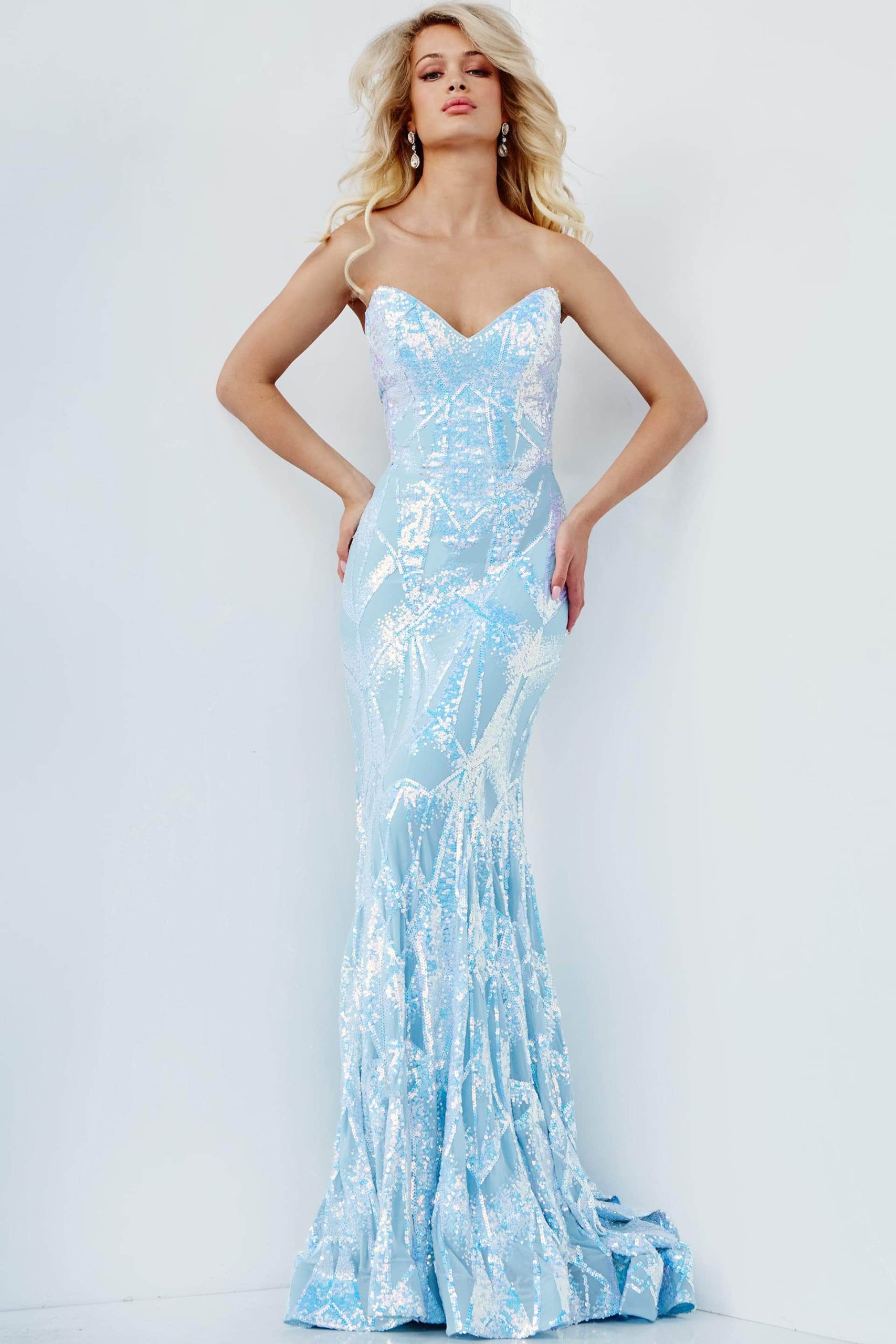 05100 Strapless V-Neck Sequin Embellished Mermaid Gown