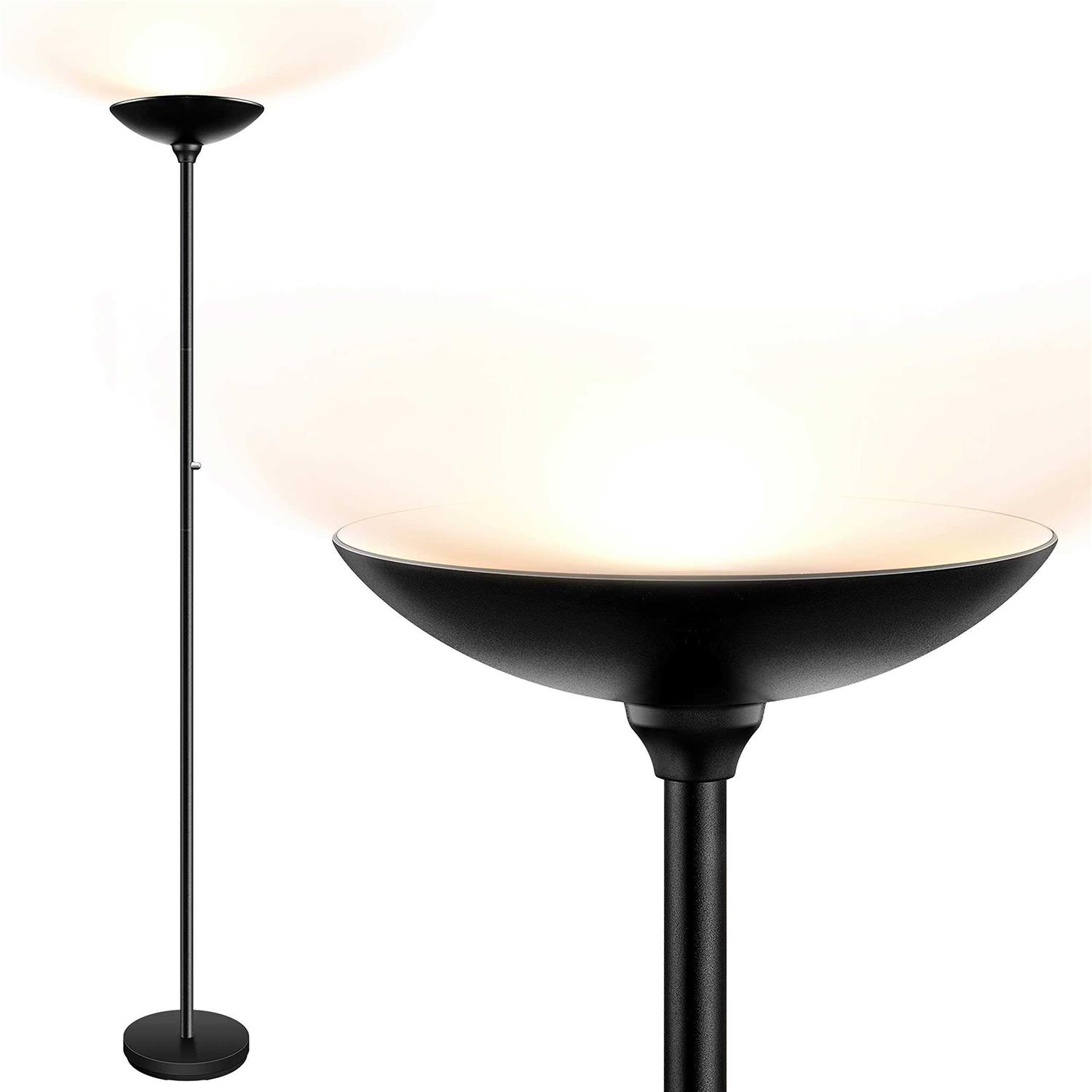 BoostArea Torchiere Floor Lamp 24W Super Bright LED Standing Lamp Stepless Dimmable Pole Lamp with 3000K Lighting