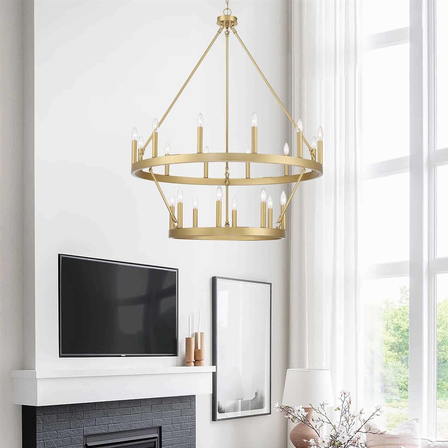 Acroma 20-light Modern Farmhouse 40In Round Wagon Wheel Chandelier