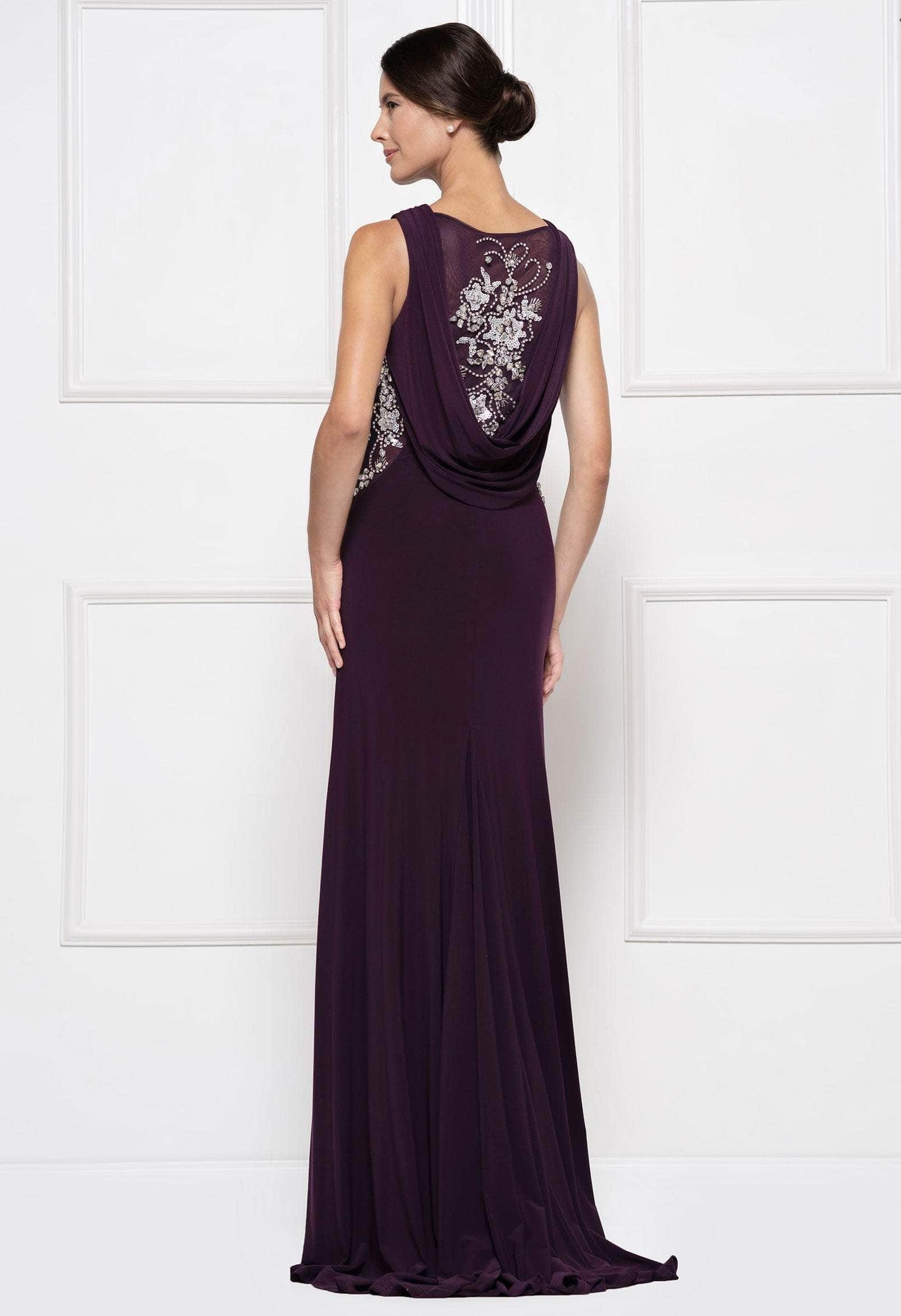 RD2029 Bejeweled Bateau Jersey Sheath Dress