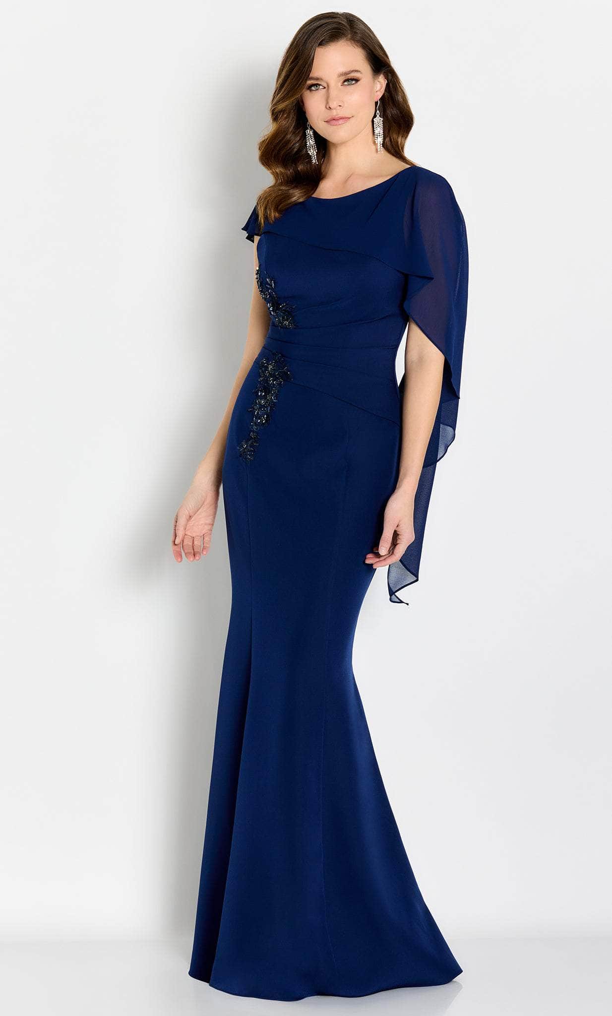 Draped Sleeve Evening Gown