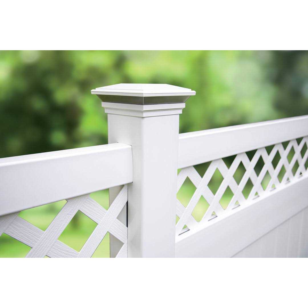 Barrette Outdoor Living 5 in. x 5 in. Vinyl Solar-Powered Contemporary Beveled Post Cap