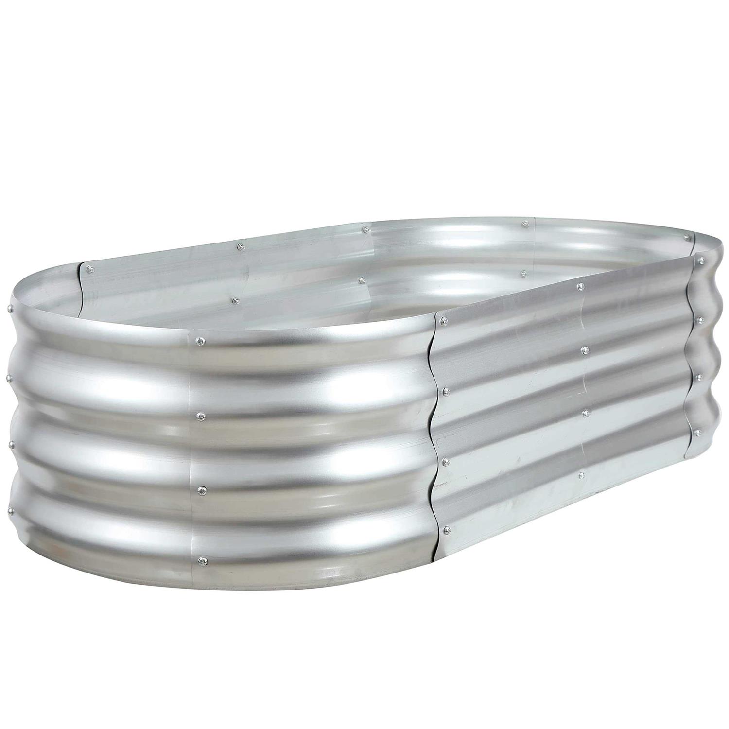 WERYGUTE Galvanized Raised Garden Bed Oval Metal Planter Garden Boxes Outdoor for Gardening