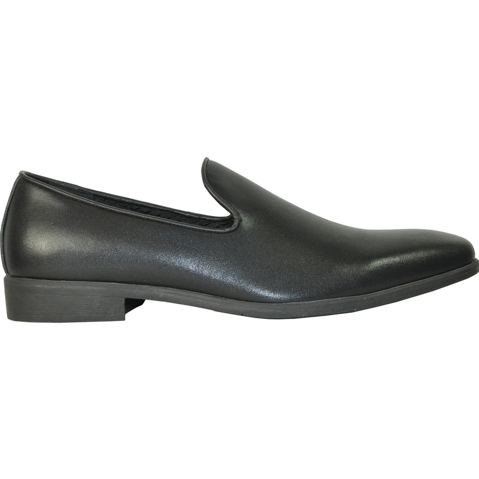 Mens Classic Plain Toe Slip on Loafer Dress Shoe in Black