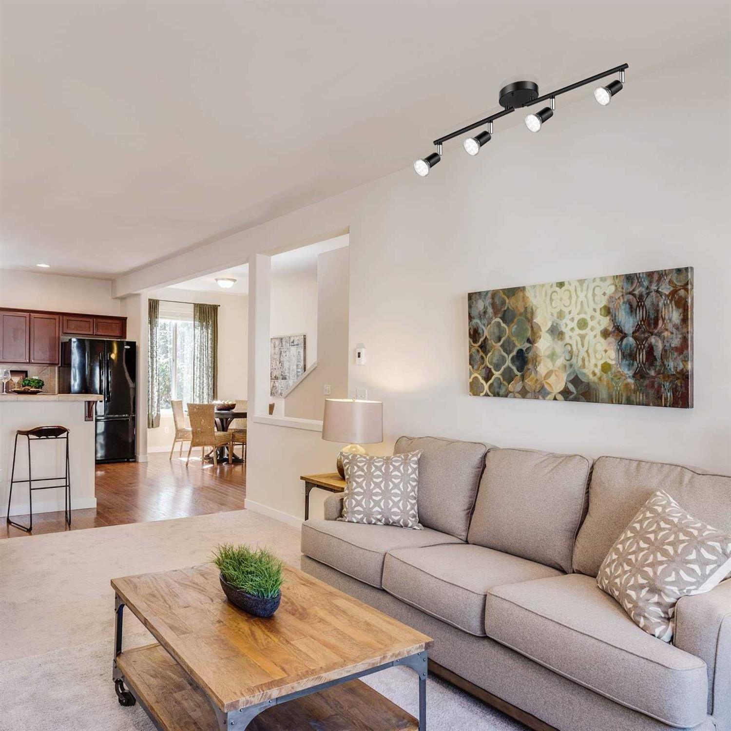 Unicozin LED 4 Light Track Lighting Kit Black 4 Way Ceiling Spot Lighting