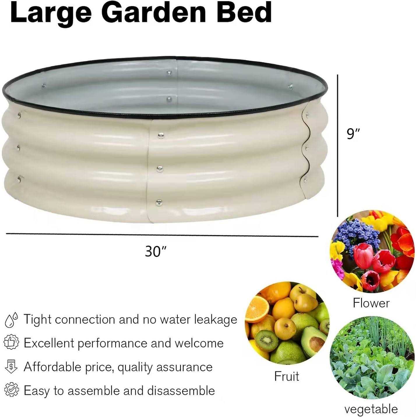 Aoodor 9&” Tall Aluzinc Metal Raised Garden Bed 30&” Round