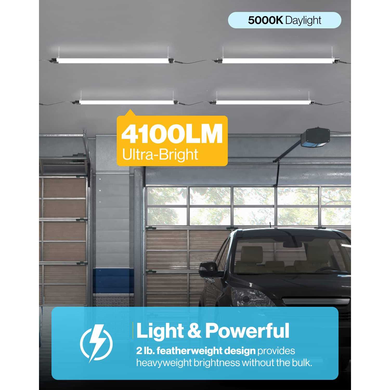 Sunco LED Workshop Garage White Shop Light 4FT Plug in Linkable Utility Light Fixtures