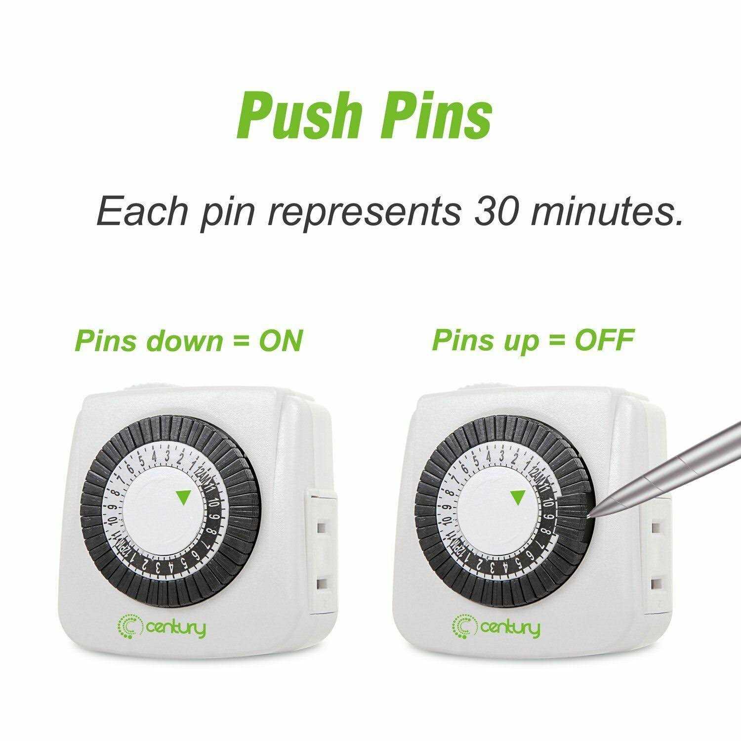 BN-LINK Mini Indoor 24-Hour Mechanical Outlet Timer 2 Prong 2-Pack