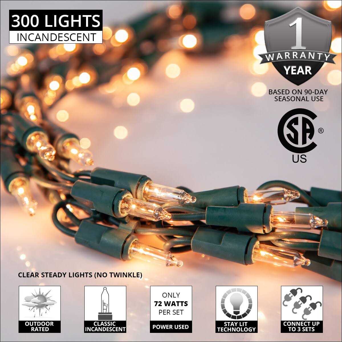 Wintergreen Lighting 9′ Garland Lights 300 Lamps
