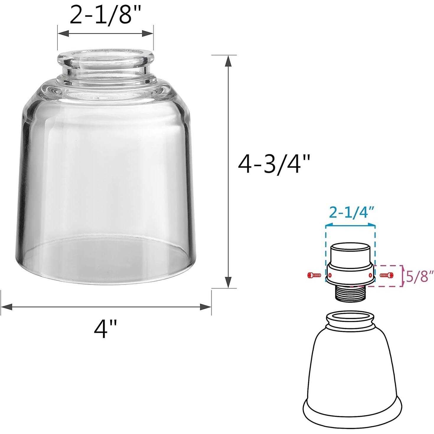 Aspen Creative 23175-60-4 Transitional Clear Ceiling Fan Replacement Glass Shade