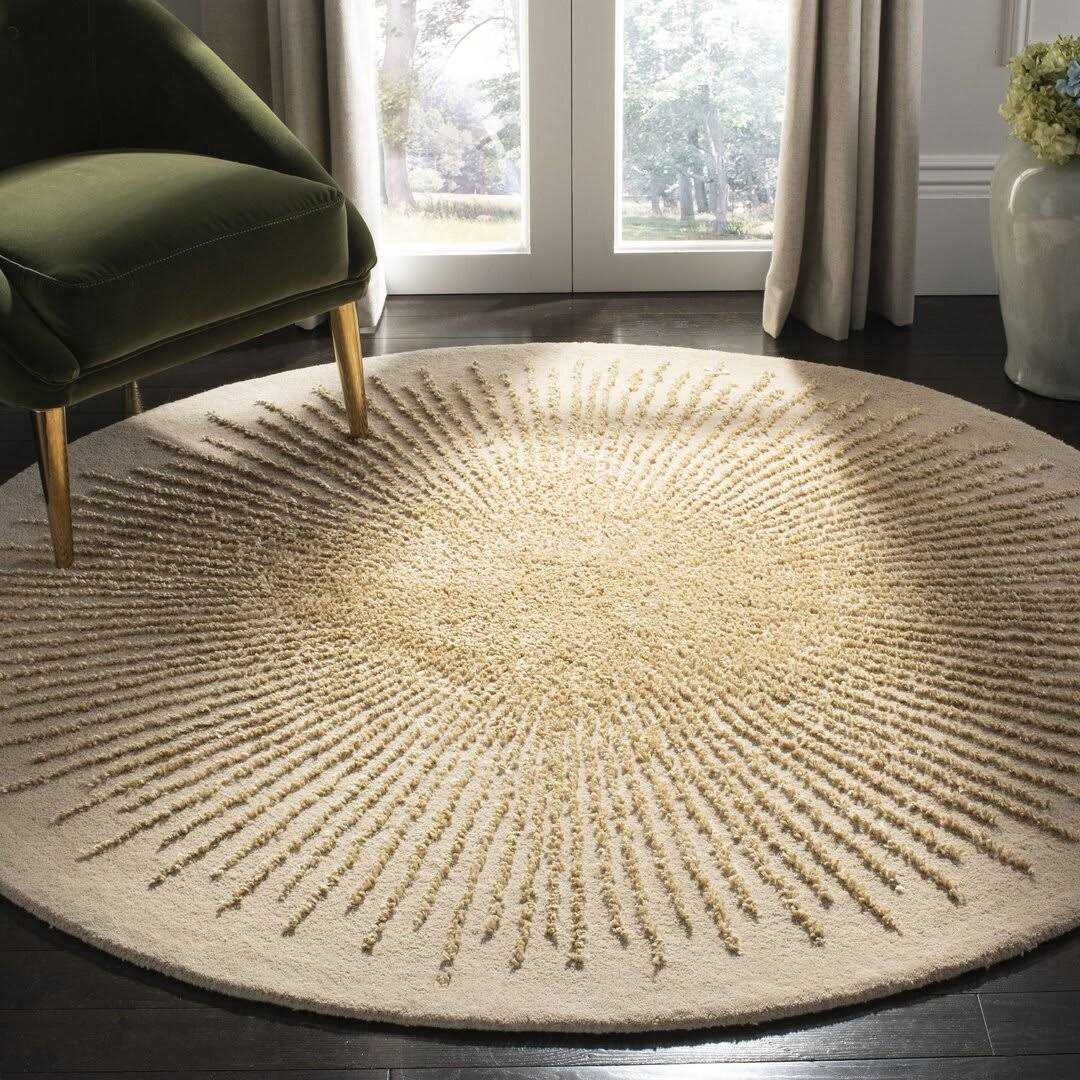 Amier Hand-Tufted Wool Beige/Beige Area Rug Wrought Studio Rug