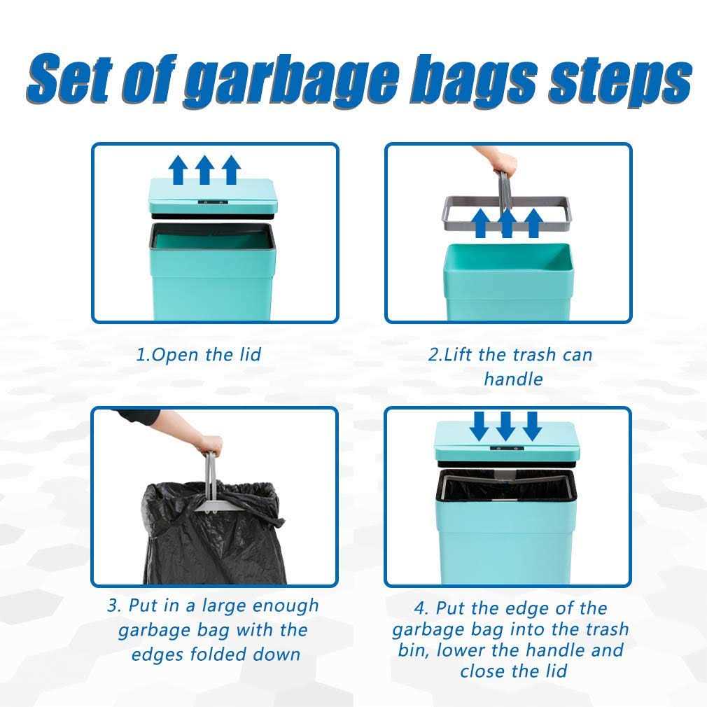 13 Gallon Trash Can Plastic Kitchen Trash Can Automatic Touch Free High-Capacity Garbage Can with Lid for Bedroom Bathroom Home Office 50 Liter