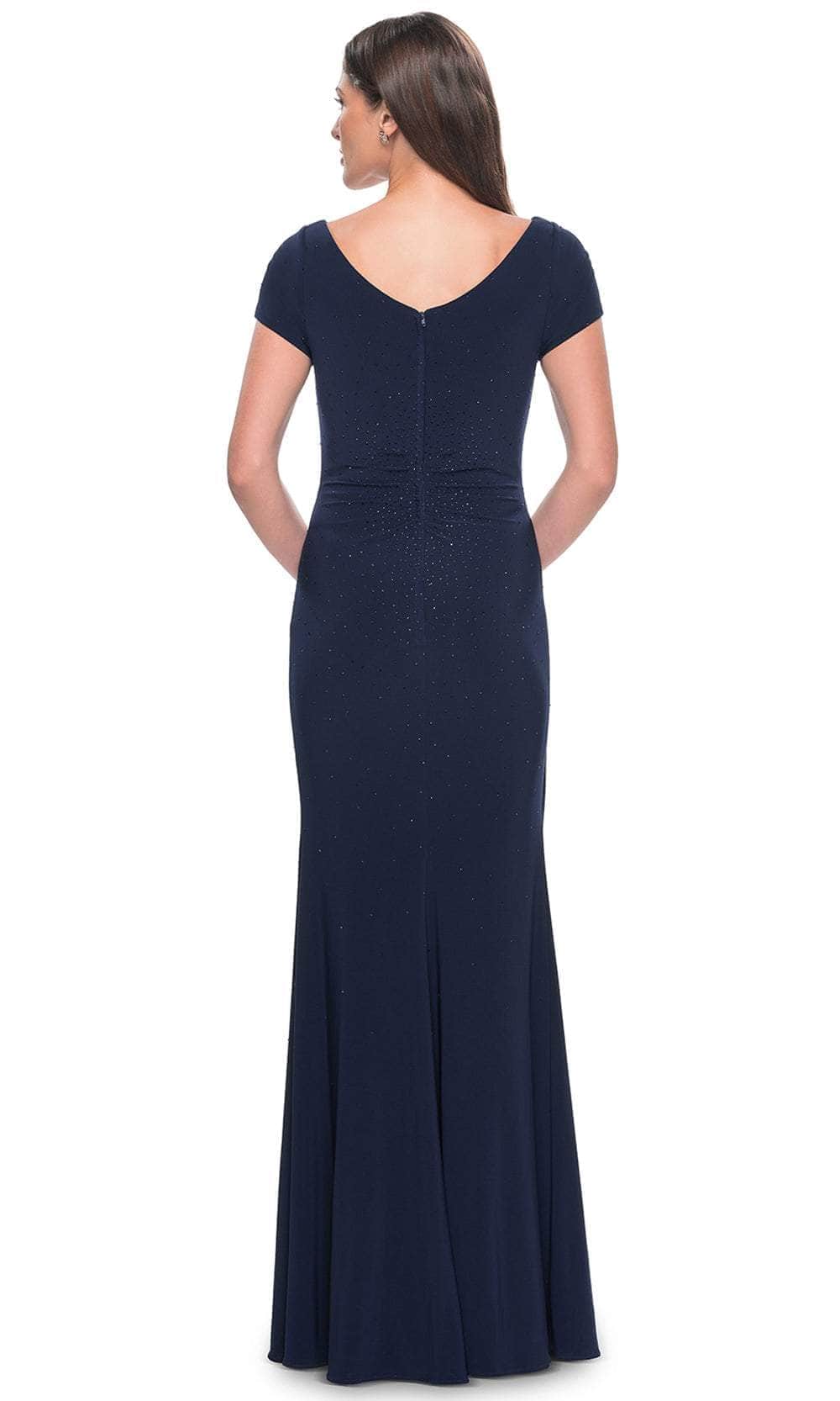 Short Sleeve Draped Evening Dress
