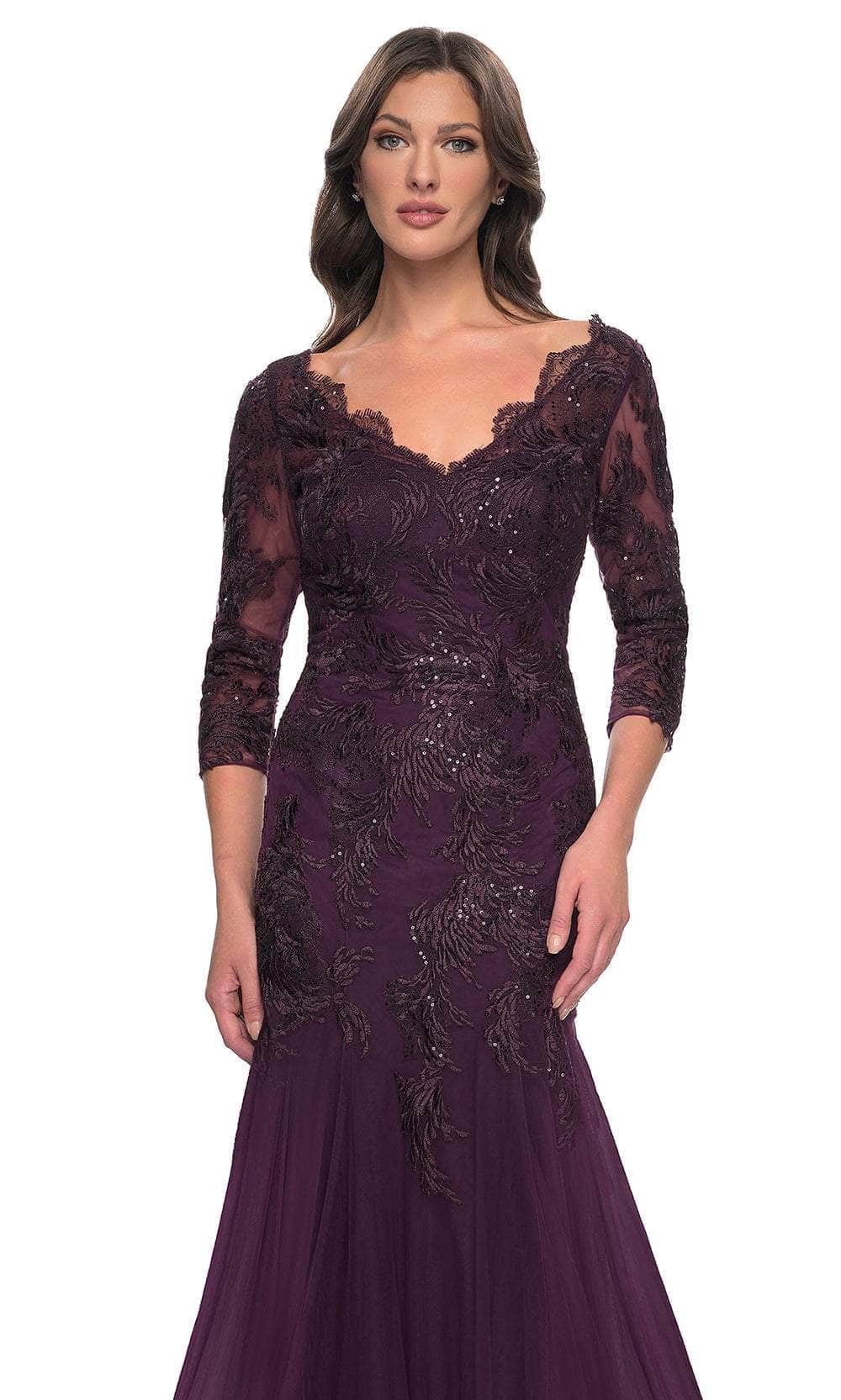 Quarter Sleeve Sequin Lace Formal Dress