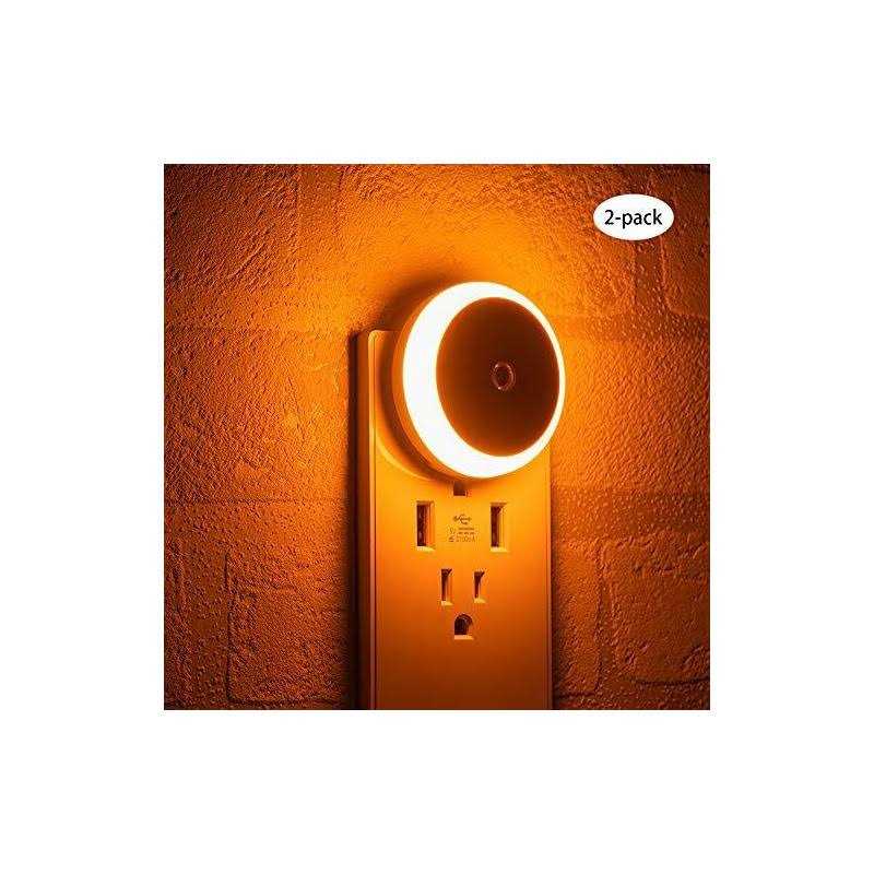 Amber Night Light Smart Light Sensor LED Night Light Plug into Wall