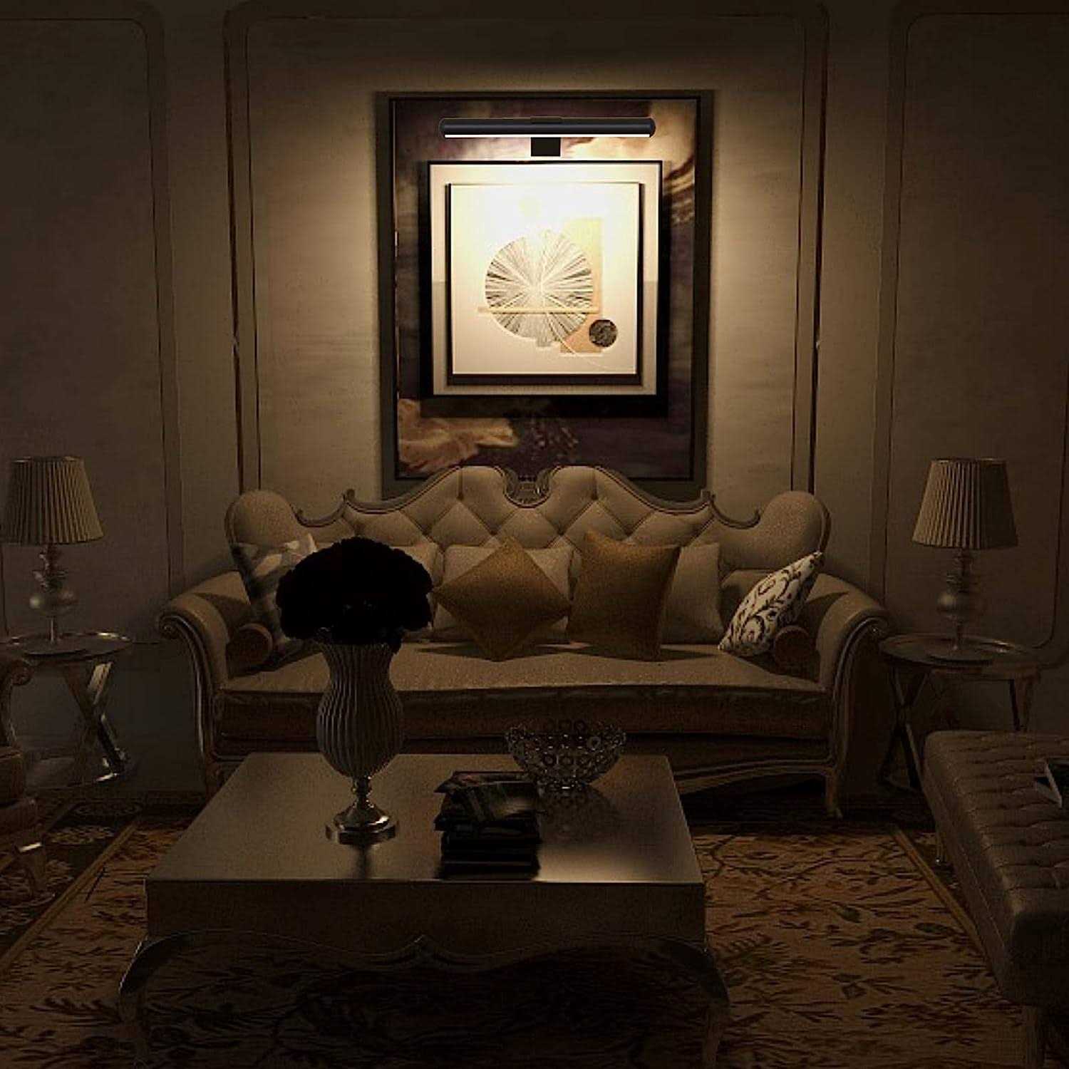 TINTINDOC Wireless LED Picture Light with Remote,Rechargeable Battery Painting Light for Display Art Work,300Lumens Brightness Adjustable