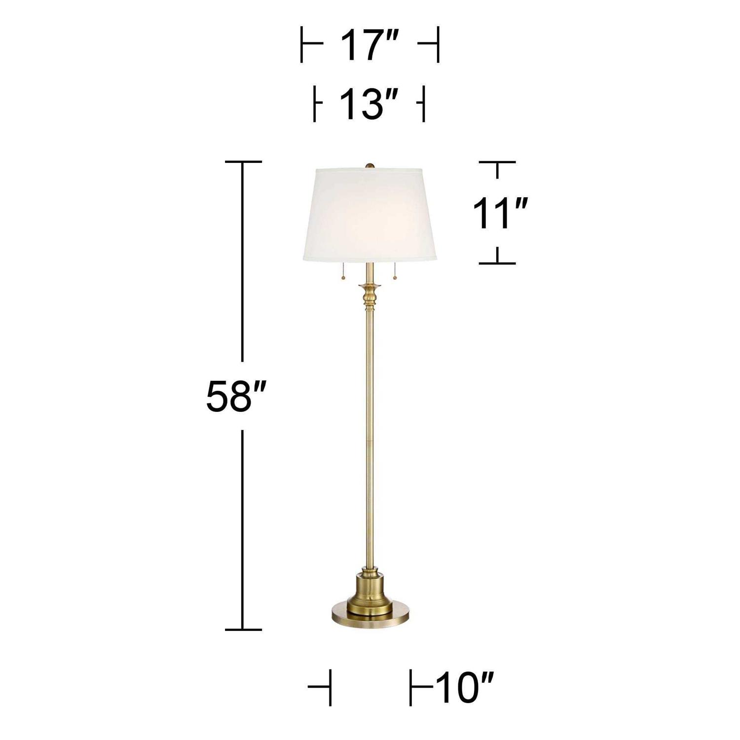 360 Lighting Spenser Floor Lamp 58 Tall Metal Off White Linen Shade for Living Room Bedroom Office House Home