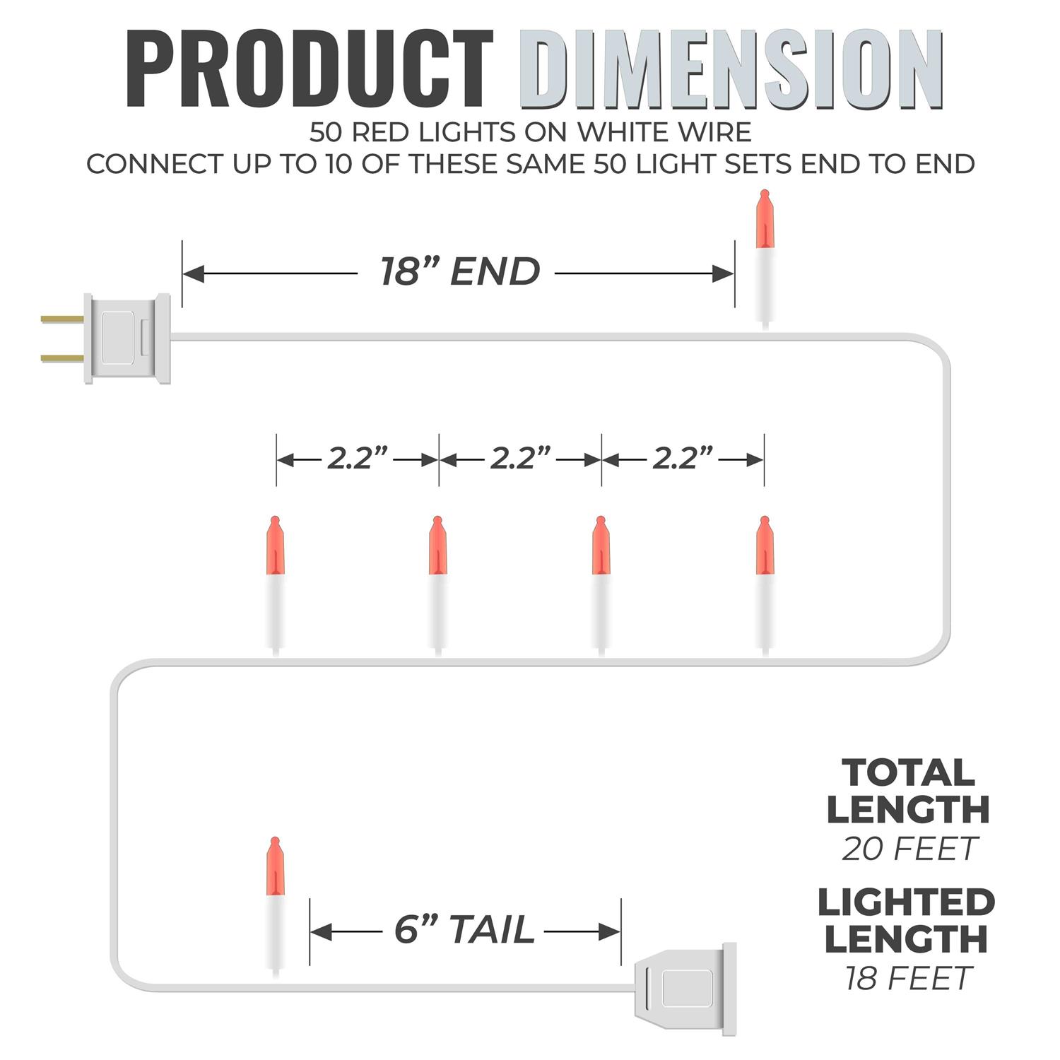 612 Vermont Christmas Lights on a White Wire String, UL Approved Indoor and Outdoor Use